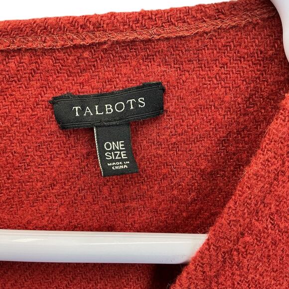 Talbots Poncho Shawl Cardigan Women One Size Wool Fringe Hippie Boho - Picture 5 of 11